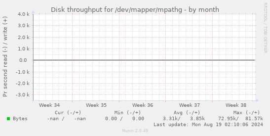 Disk throughput for /dev/mapper/mpathg