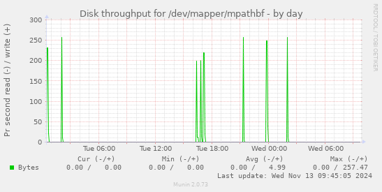 Disk throughput for /dev/mapper/mpathbf