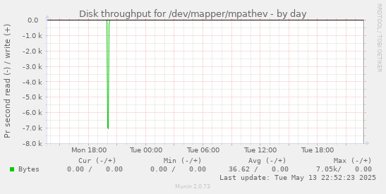 Disk throughput for /dev/mapper/mpathev